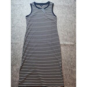 Tommy Hilfiger Womens XL Navy Blue White Striped Sleeveless Midi Tank Dress